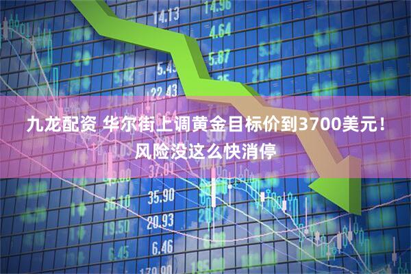九龙配资 华尔街上调黄金目标价到3700美元！风险没这么快消停